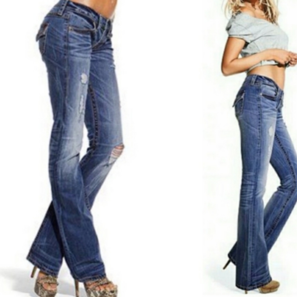 2 Pairs Victoria Secret Low 5 Flap Jeans, Size 4P